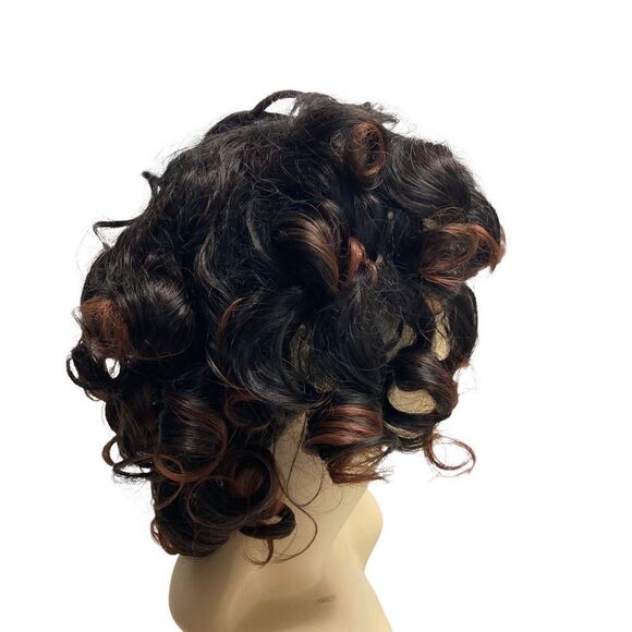 Synthetic Wig Women’s Curls New Without Tags Dark Brown with reddish ends - Picture 2 of 11